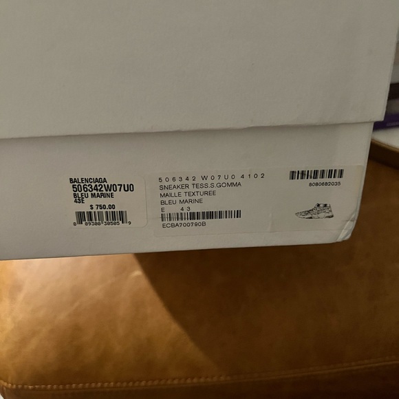 BALENCIAGA AUTHENTIC MEN'S SPEED LACE-UP RECYCLED KNIT SNEAKER IN NAVY. - Picture 7 of 9